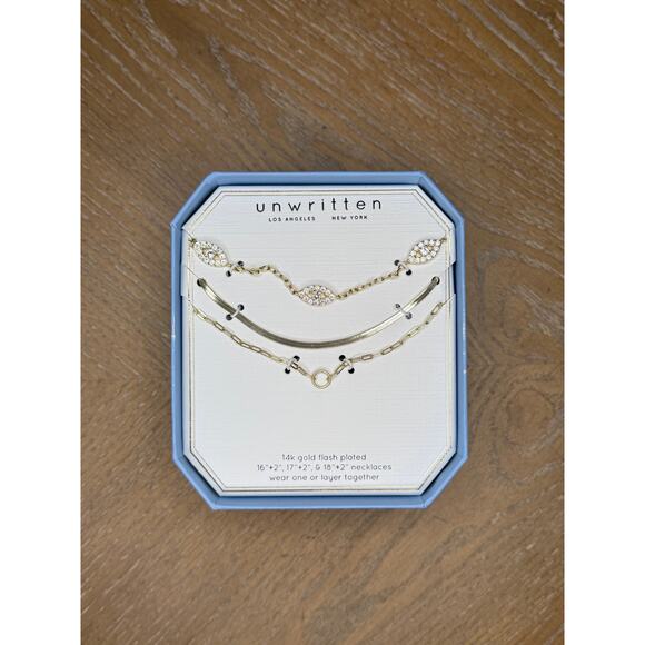 Unwritten Jewelry - Unwritten Layered Gold Eye Charm Necklace Set | 3-Pc